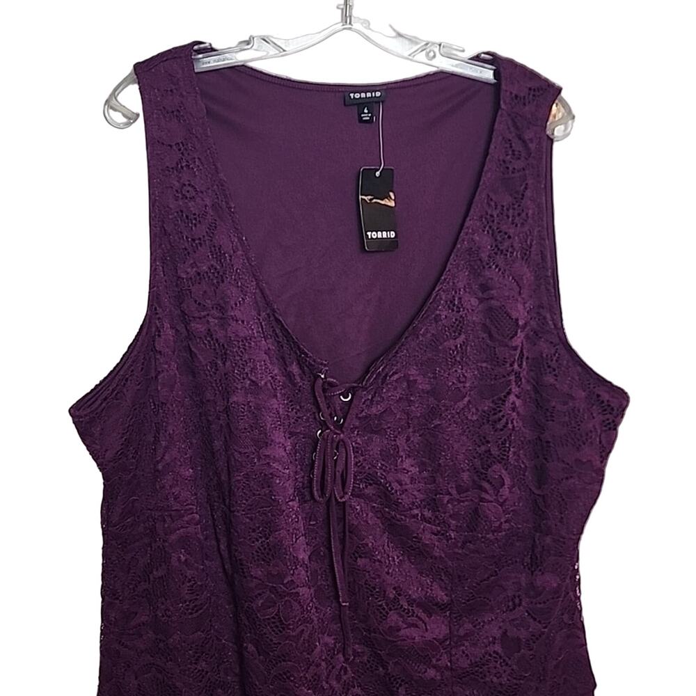 Torrid Dark Purple Eggplant Colored Lace Corset Bodysuit, NWT, 4X - Picture 2 of 8